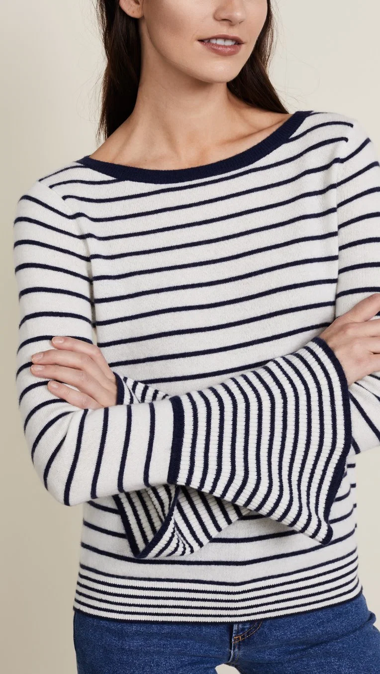 Seasonal Spring Wear High Quality Casual 100% Cotton Women Long Sleeve &Nbsp; Stripe T Shirts Wholesale