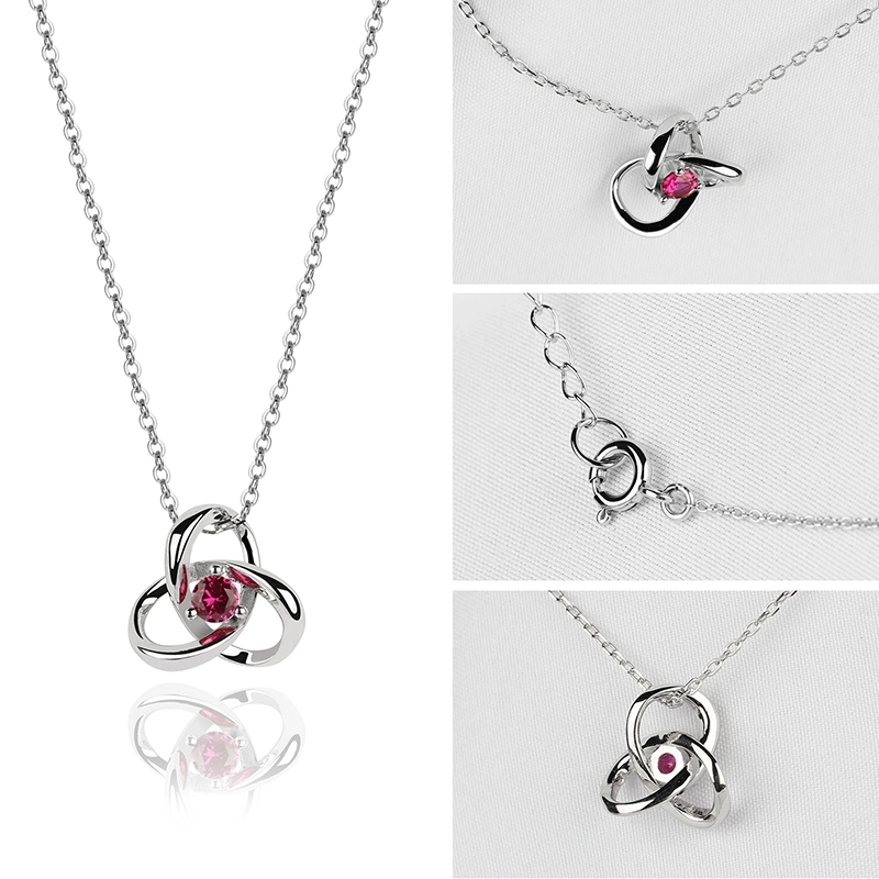 Fine Jewelry Exquisite Lady Sterling Silver Infinite Pendant with Ruby CZ Wholesale