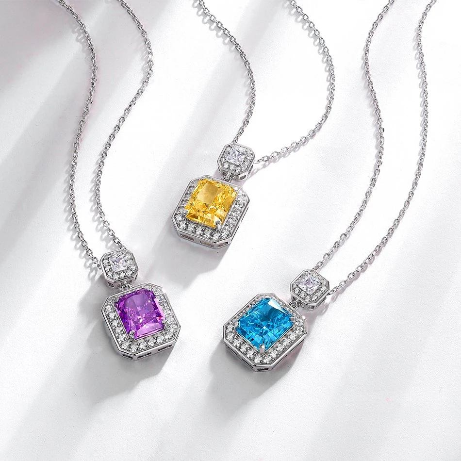 Purple Pendant Necklace Wholesale Price Jewelry Exquisite 925 Sterling Silver High Carbon Diamond Pendant