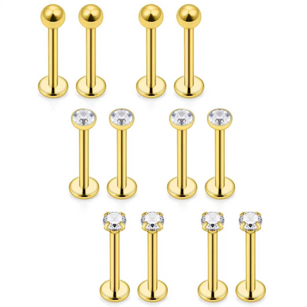 Fashion Classic Body Jewelry 316L Surgical Steel Labret Push Pin Accessories Fit to Threadless Push Fit Base Bar for Lip Ear Nose Piercing Jewelry