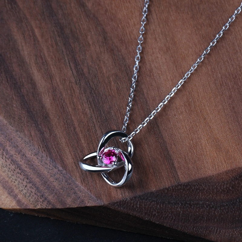 Fine Jewelry Exquisite Lady Sterling Silver Infinite Pendant with Ruby CZ Wholesale