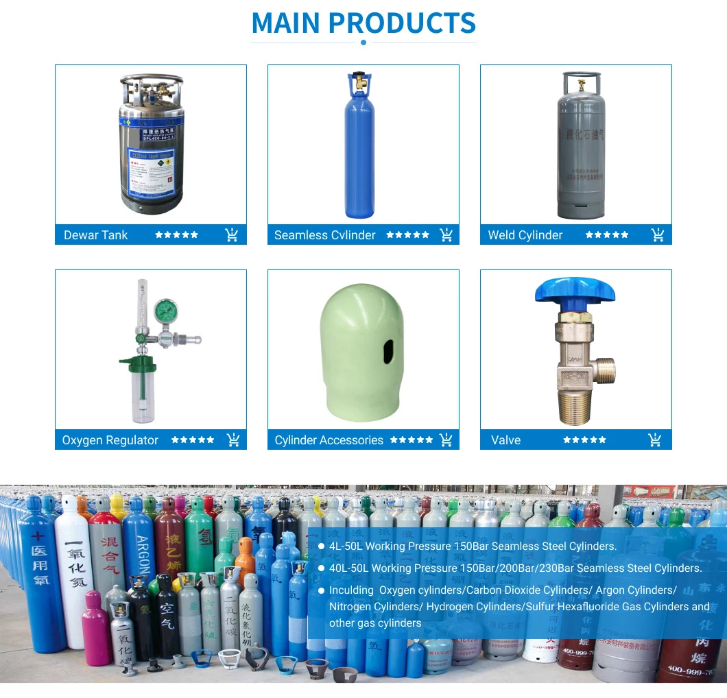 10L ISO Tped Certificate Seamless Steel Portable Household Health Care Medical Oxygen Gas Cylinder