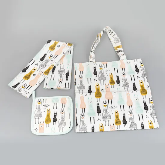 Custom Digital Printing Yellow Pattern Kitchen Textile Accessories 