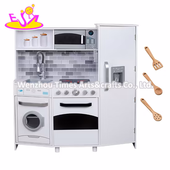 2020 Unique Design Kids White Wooden Play Kitchen with Electronic Functions W10c223