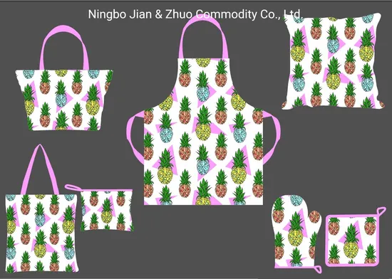 Custom Digital Printed Pineapple Kitchen Textile Set Kitchen Textile Accessories 