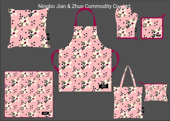 Custom Digital Printing Light Yellow Floret Cotton or Polyester Household Textiles Kitchen Textile Set Accessories Used for Kitchen, Home Decoration, Shopping 