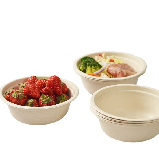 Microwave Safe Freezer Safe Tableware and Environment Friendly Single Use Food Container 24 32 40oz Biodegradable Round Disposable Bowl Disposable Kitchenware