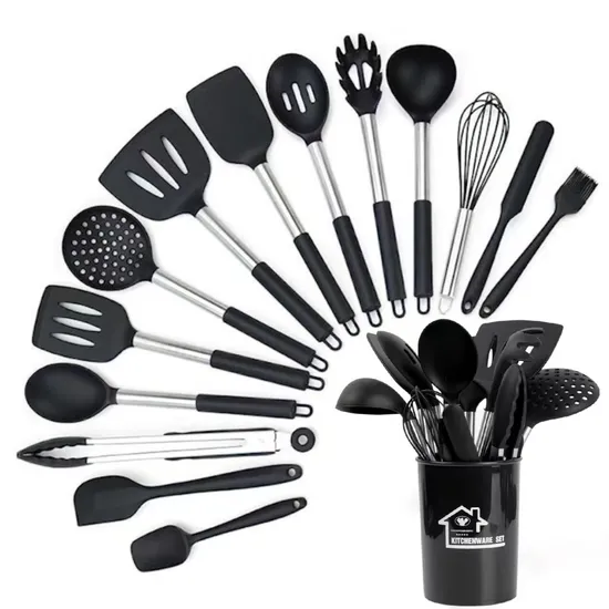 China Wholesale Non Toxic Silicon Picnic Kitchen Ware Spatula Turner Ladle Stainless Steel / Silicone Kitchenware 