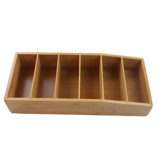 Wholesale Bamboo Kitchen Drawer Organizer 6 Compartments Storage Box for Household Items 
