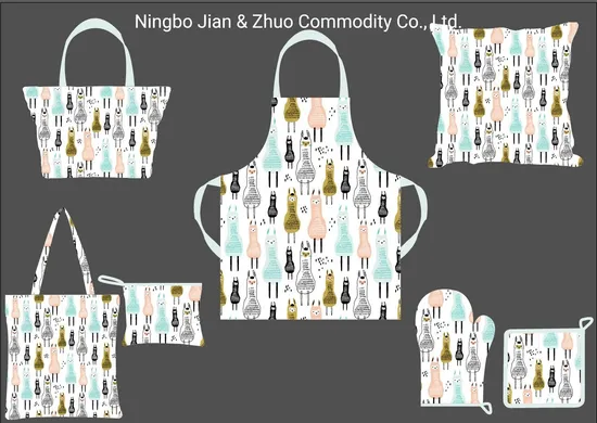 Custom Digital Printed Alpaca Kitchen Textile Set Accessories Used for Kitchen, Home Decoration, and Shopping 
