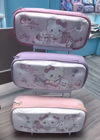 Wholesale Simple Canvas Pencil Case Portable Student Large Capacity 