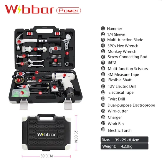 Toolbox Set for Household Hardware and Electrical Use 