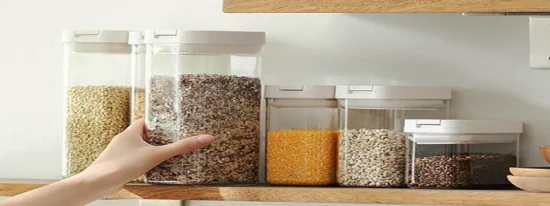 Clear Plastic Container Cereal Storage Bins Cabinet Pantry Organization Kitchen Countertop Box