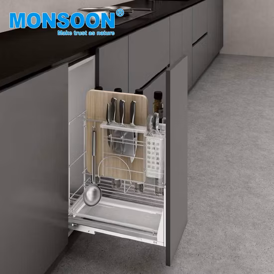 Kitchen Pull out Cabinet Drawer Basket Seasoning Rack Household Items