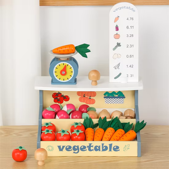 High Simulation Pretend Play Mini Vegetable Selling Store Wooden Toys